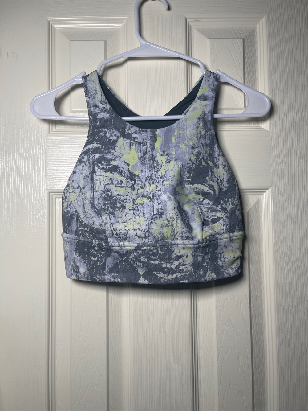 lululemon athletica High-Neck Sports Bra in Gray and Light Yellow